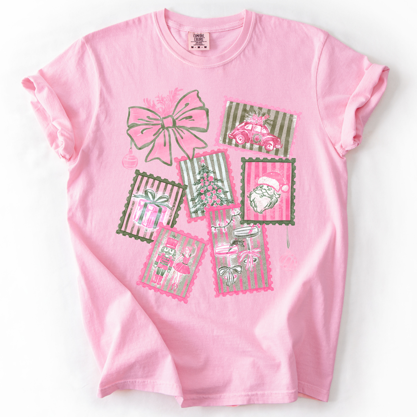 Pink Christmas Comfort Colors T-Shirt