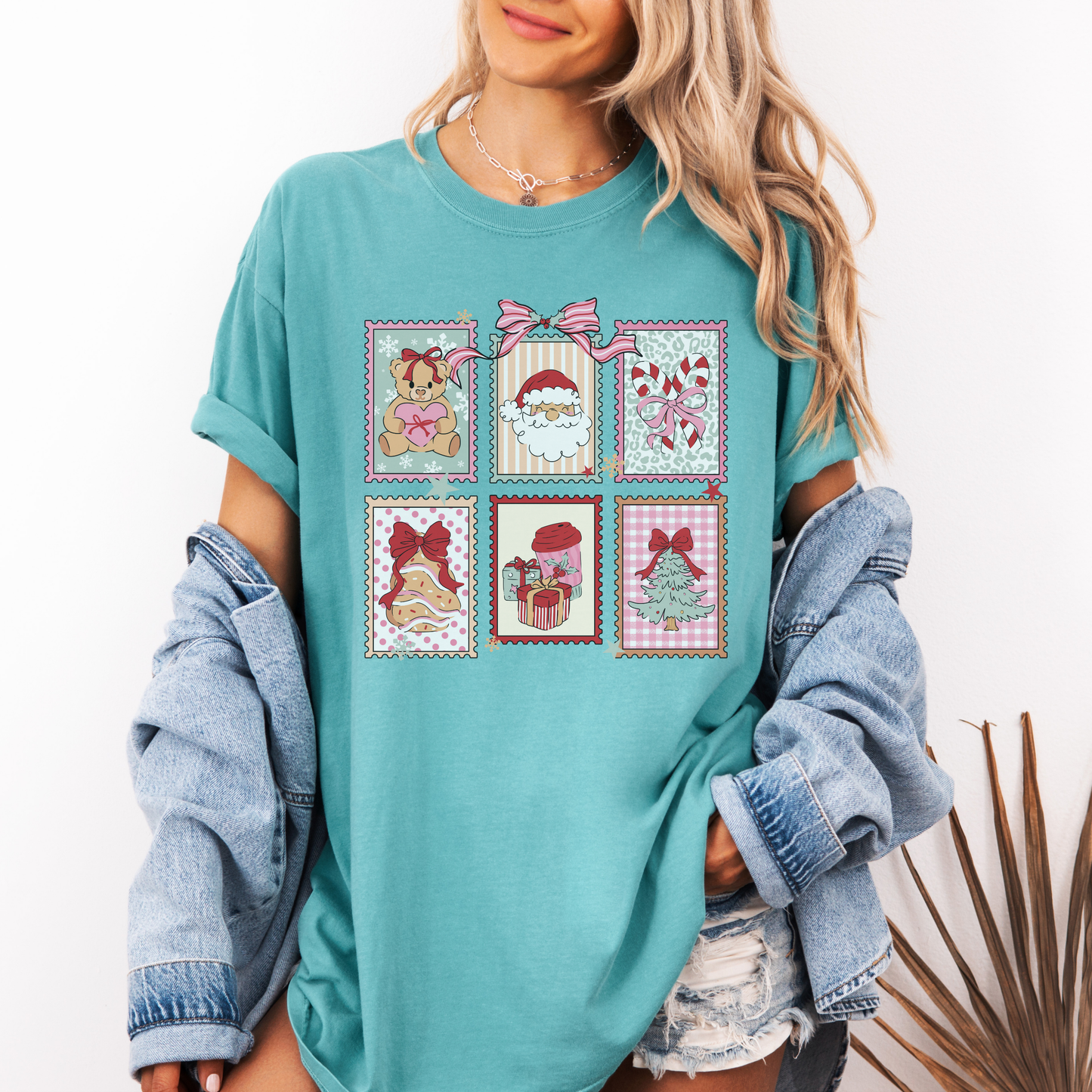 Retro Christmas Stamps Comfort Colors T-Shirt