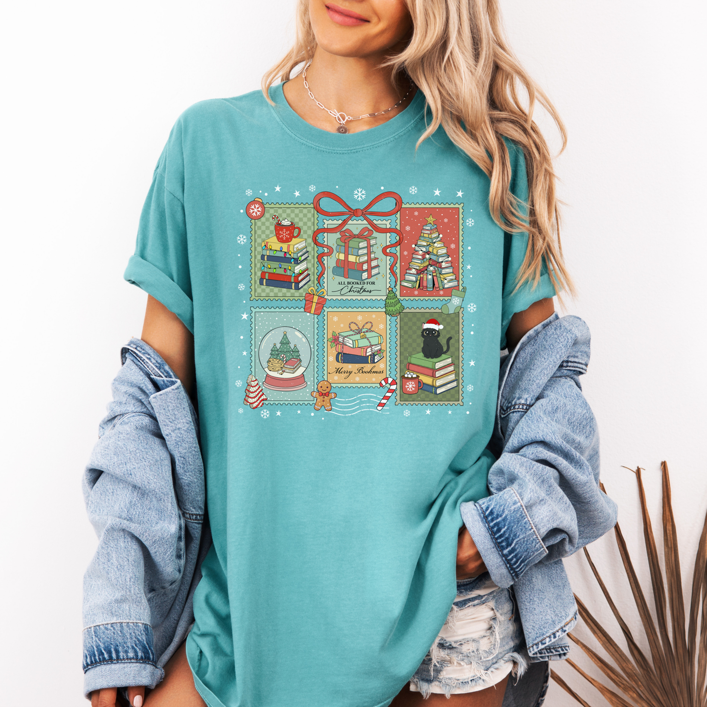 Bookish Christmas Stamps Comfort Colors T-Shirt