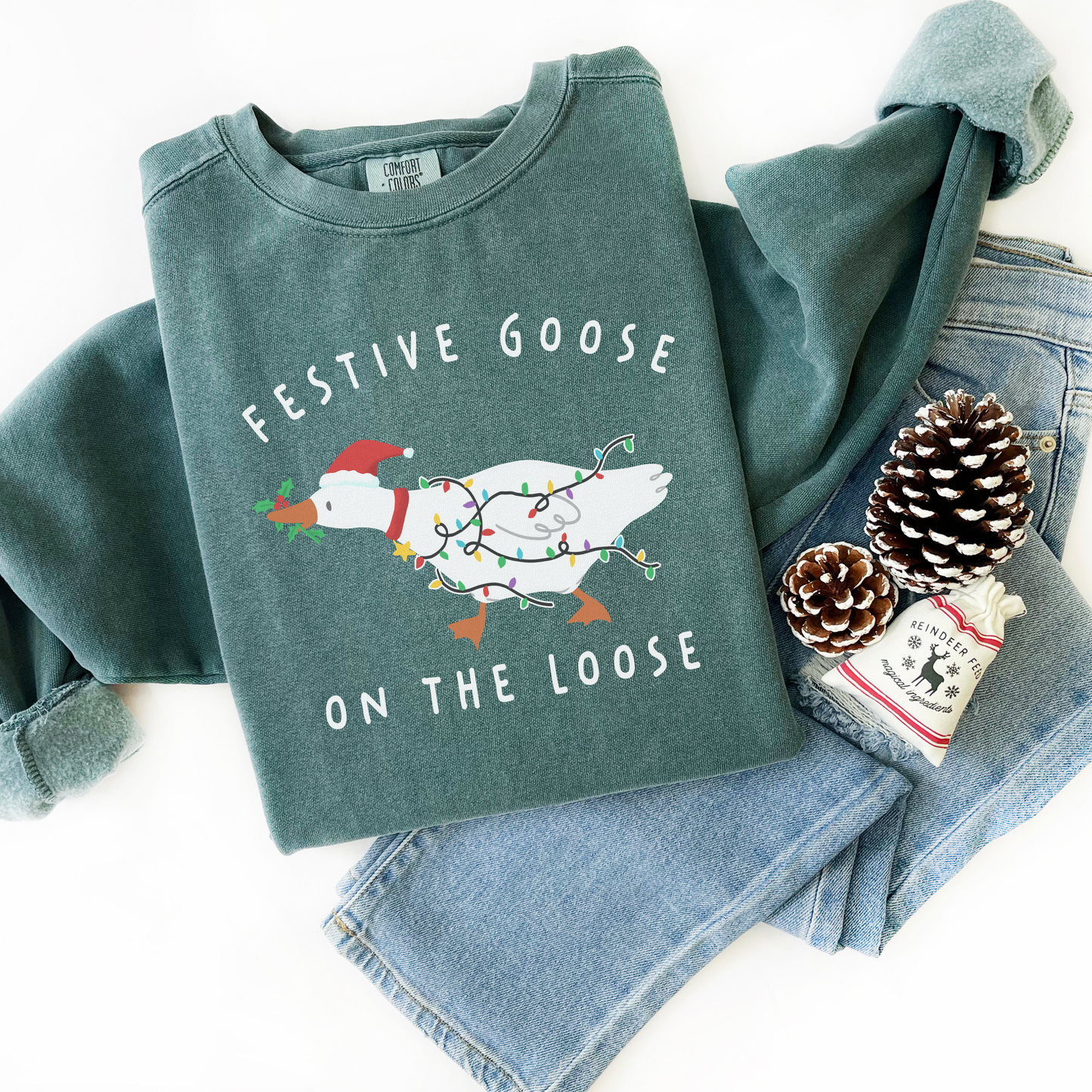 Festive Goose On The Loose Comfort Colors Sweatshirt