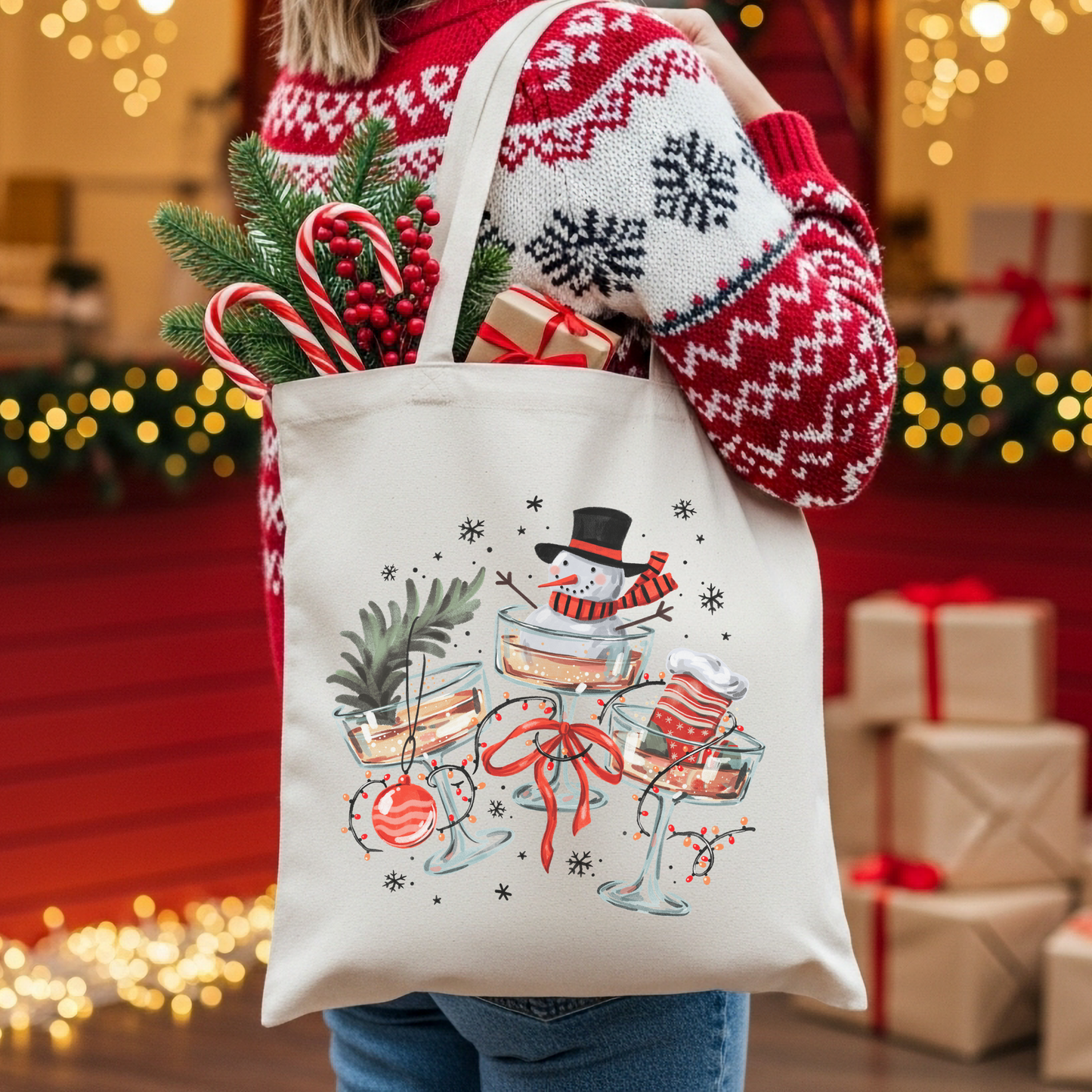 Christmas Cocktails Tote Bag