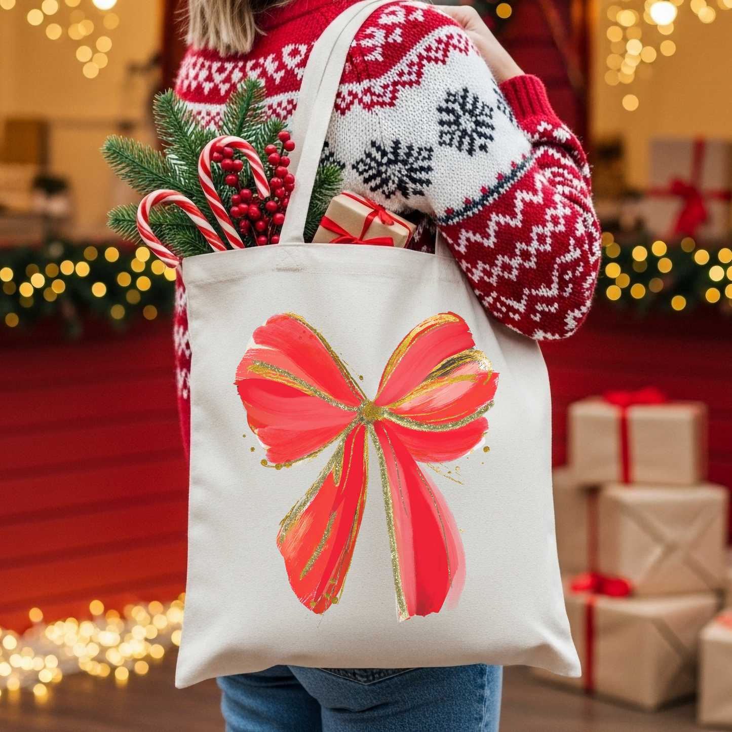Christmas Bow Tote Bag