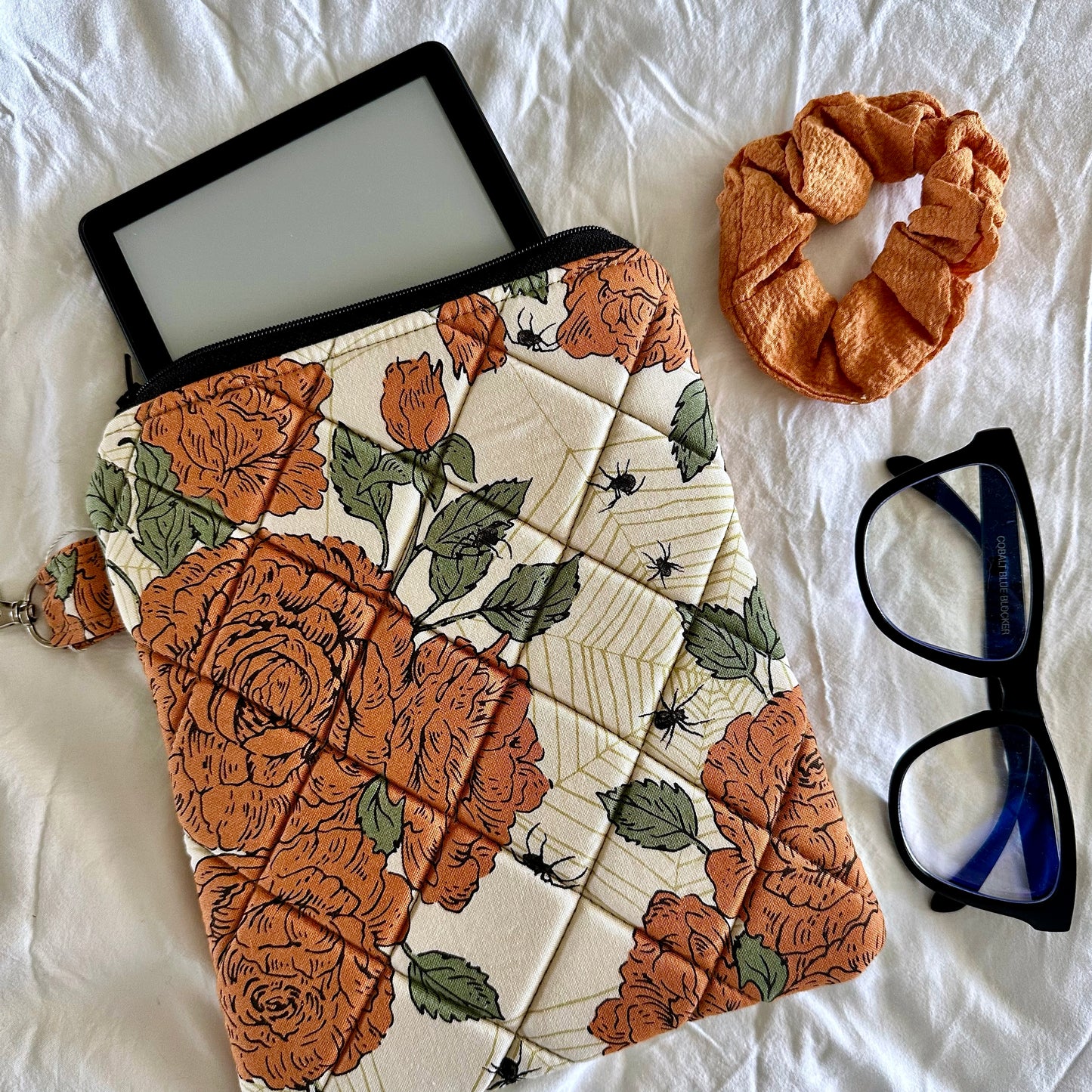 Spooky Floral Fall Kindle Sleeve (Orange)