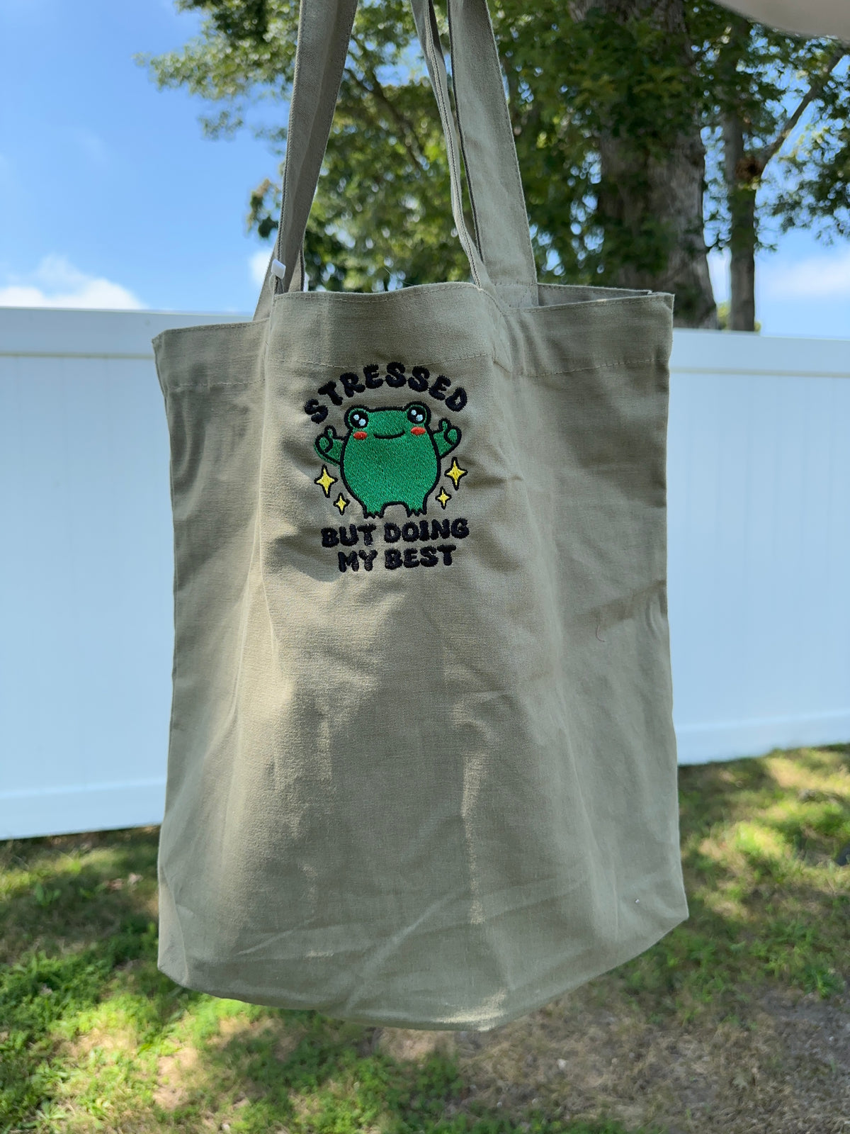Stressed But Doing My Best Embroidered Tote