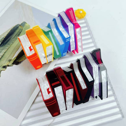 Whimsical Stacked Book Design Hair Claw Clip