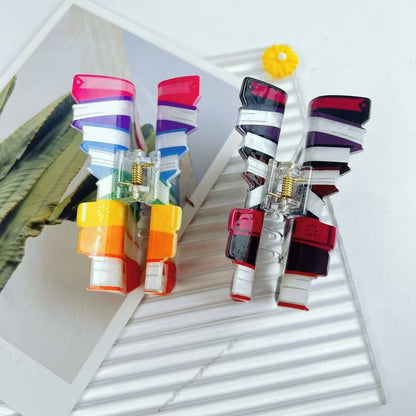 Whimsical Stacked Book Design Hair Claw Clip