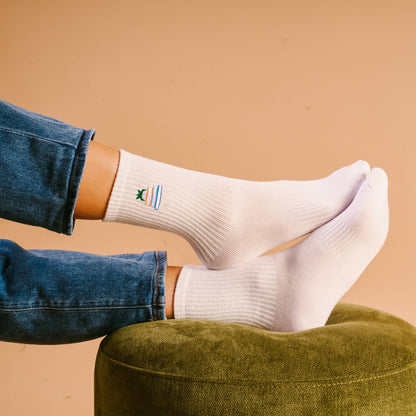 Embroidered Book Nook Crew Socks