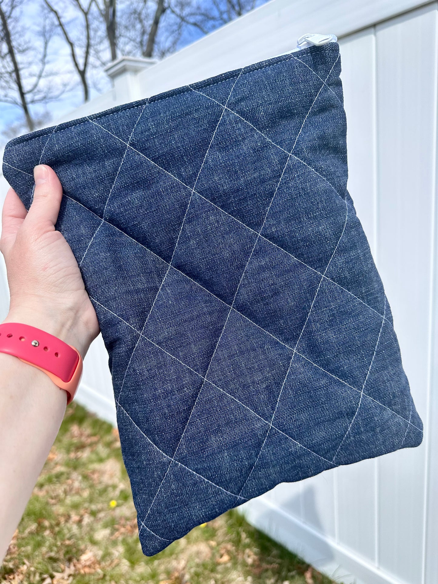 Handmade Quilted Book & Tablet Sleeve - Denim