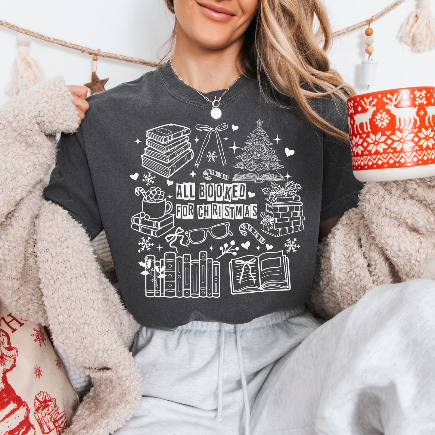 All Booked For Christmas Comfort Colors T-Shirt