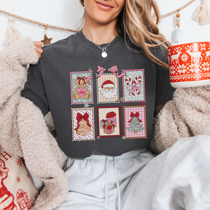 Retro Christmas Stamps Comfort Colors T-Shirt