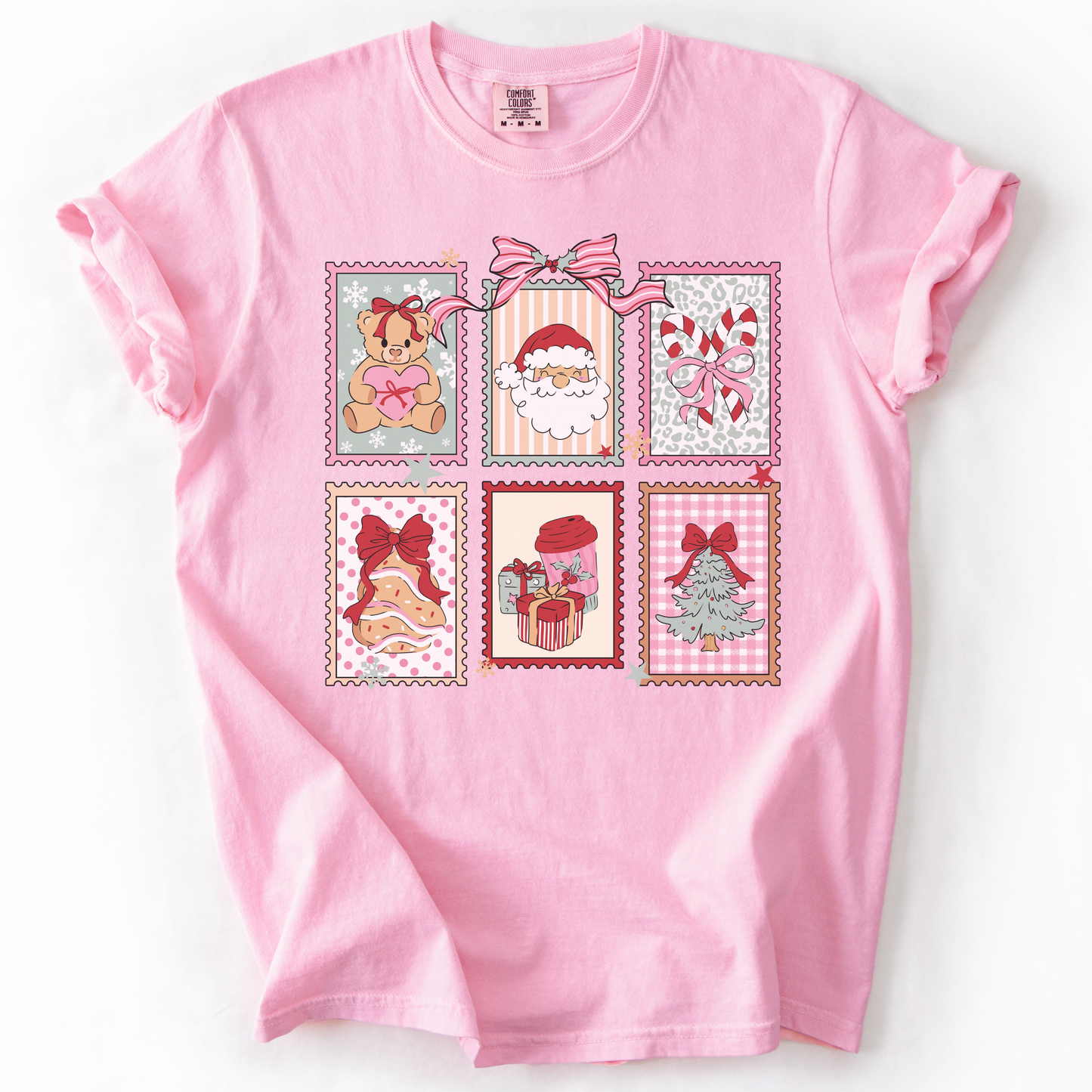 Retro Christmas Stamps Comfort Colors T-Shirt