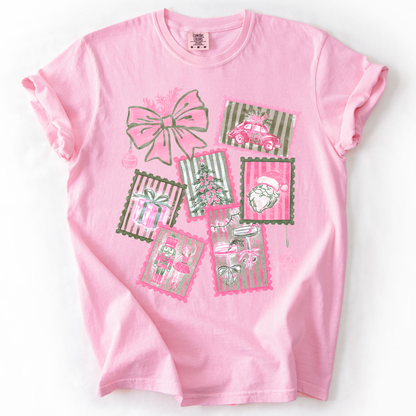 Pink Christmas Comfort Colors T-Shirt
