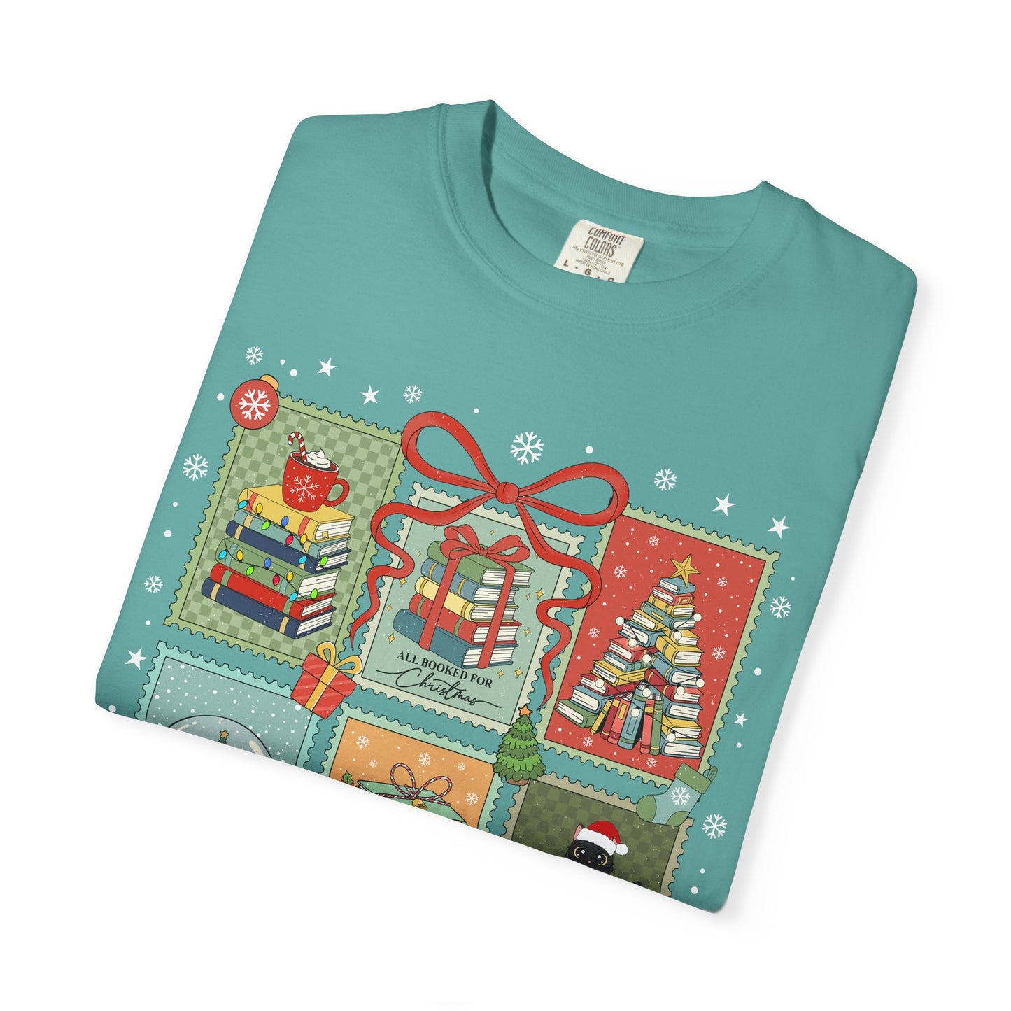 Bookish Christmas Stamps Comfort Colors T-Shirt