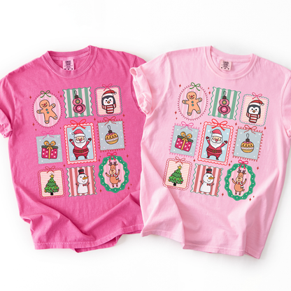 Christmas Doodle Stamps Comfort Colors T-Shirt