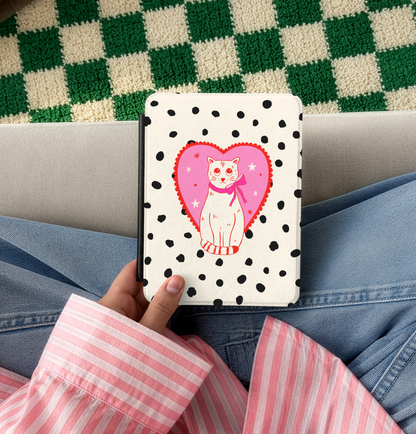 Kindle Case - Polka Dot Kitty | Paperwhite 12th Gen & Colorsoft
