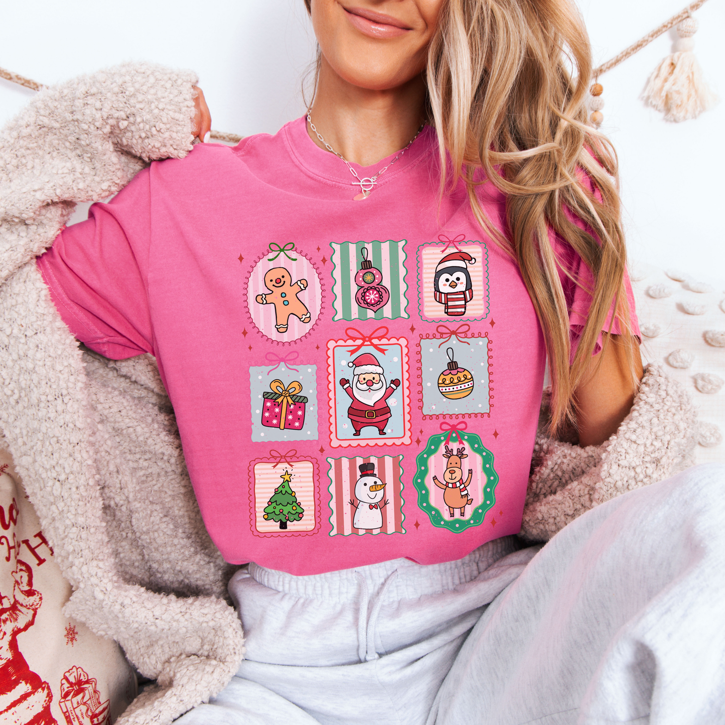 Christmas Doodle Stamps Comfort Colors T-Shirt