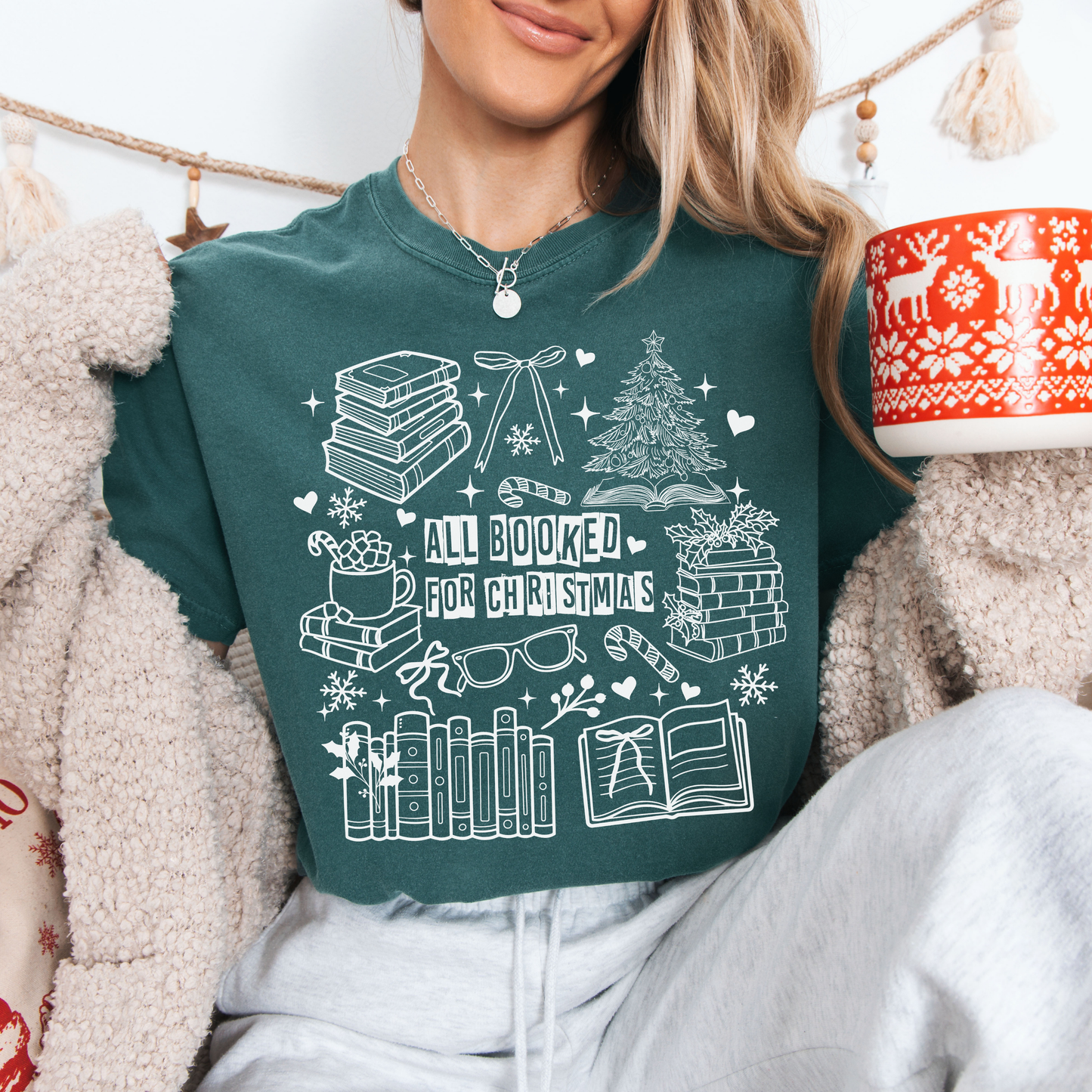 All Booked For Christmas Comfort Colors T-Shirt
