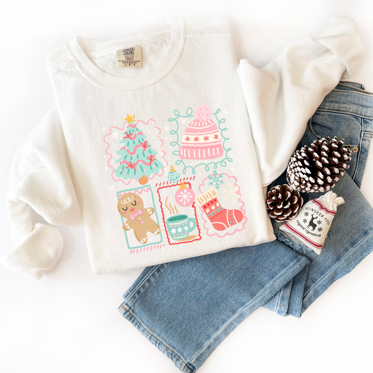 Pastel Christmas Comfort Colors Sweatshirt