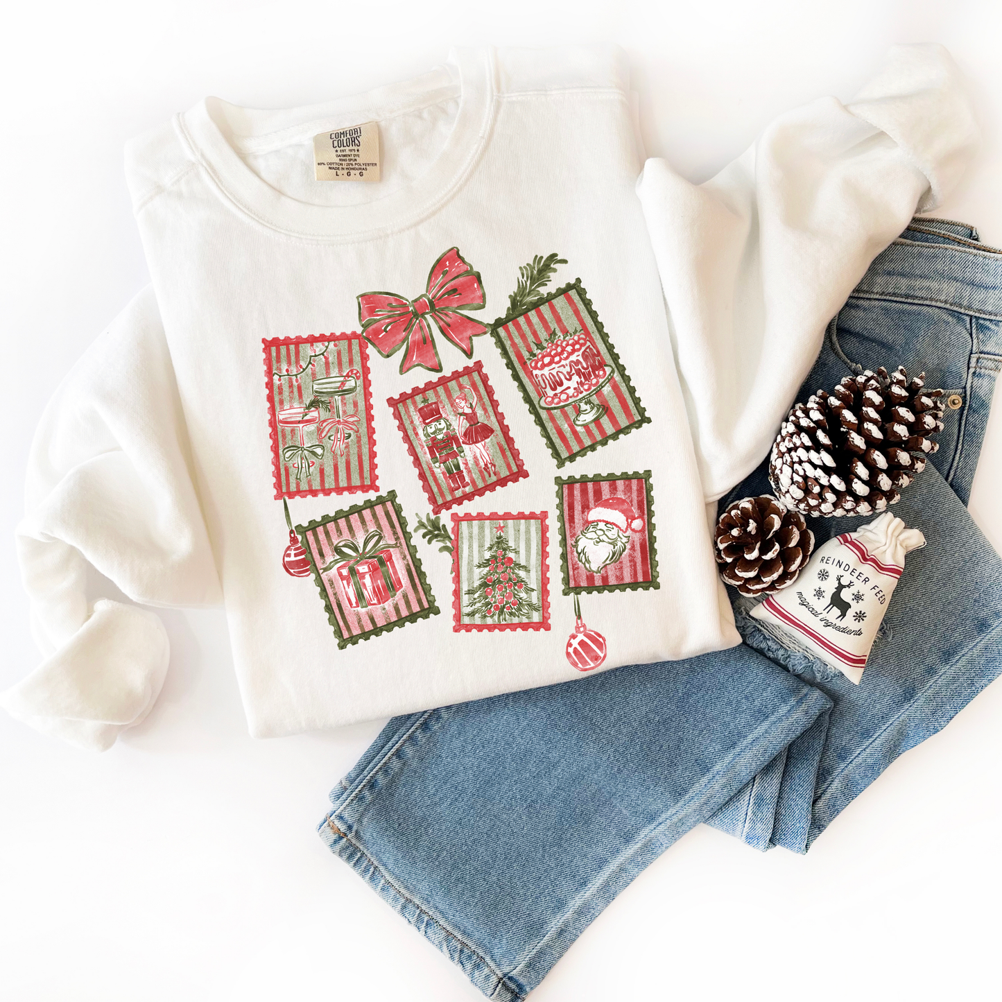 Christmas Stamps Comfort Colors Sweatshirt
