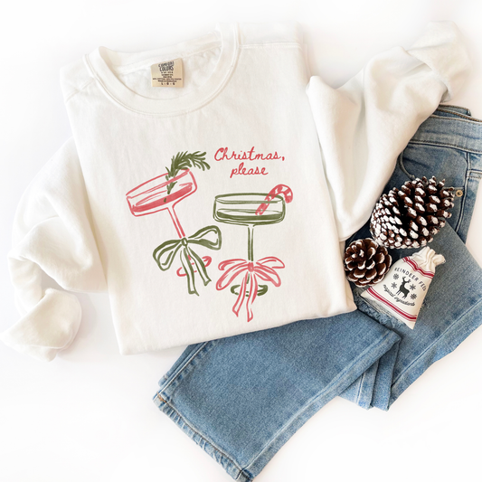 Christmas Please Cocktails Comfort Colors Sweatshirt