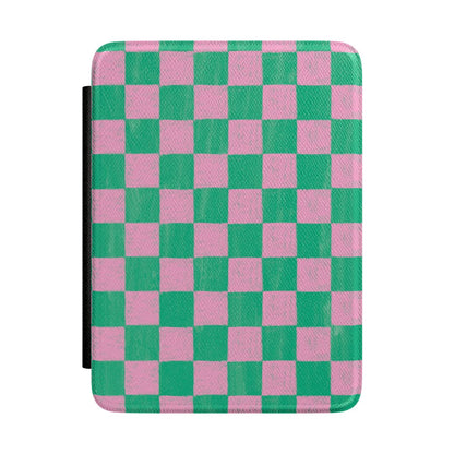 Kindle Case - Pink & Green Checker | Paperwhite 12th Gen & Colorsoft