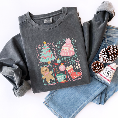 Pastel Christmas Comfort Colors Sweatshirt