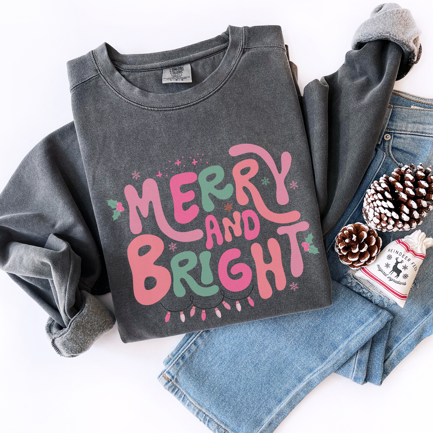 Merry and Bright Comfort Colors Sweatshirt
