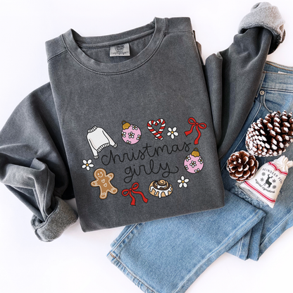 Christmas Girly Comfort Colors Sweatshirt