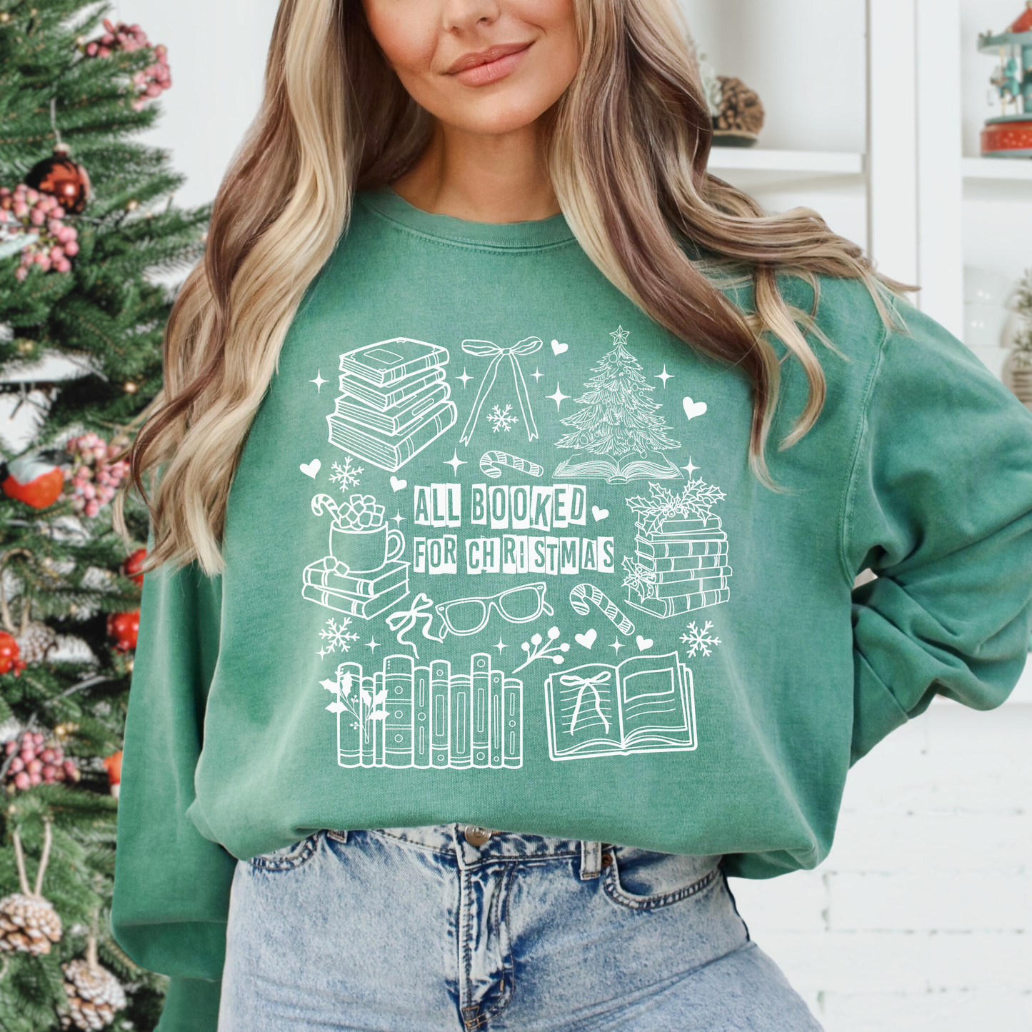 All Booked For Christmas Comfort Colors Sweatshirt