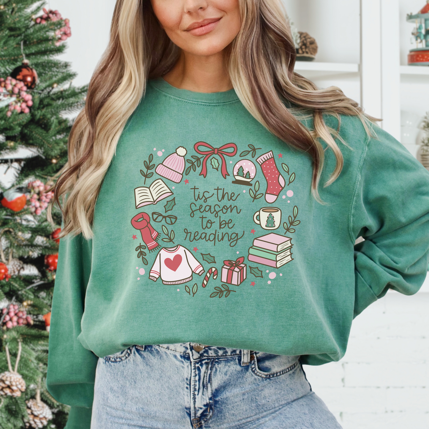 Tis The Season To Be Reading Comfort Colors Sweatshirt