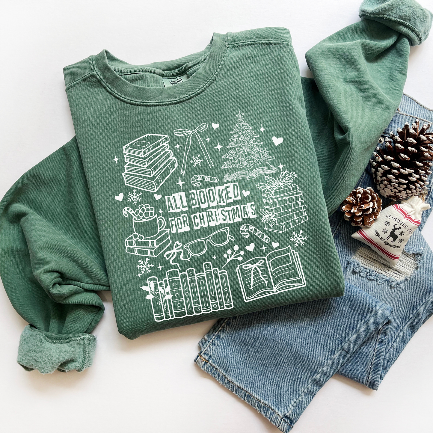 All Booked For Christmas Comfort Colors Sweatshirt