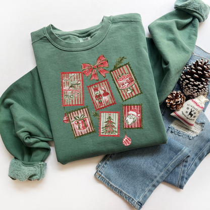 Christmas Stamps Comfort Colors Sweatshirt