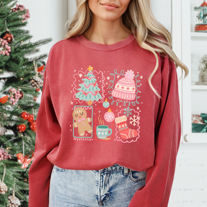 Pastel Christmas Comfort Colors Sweatshirt