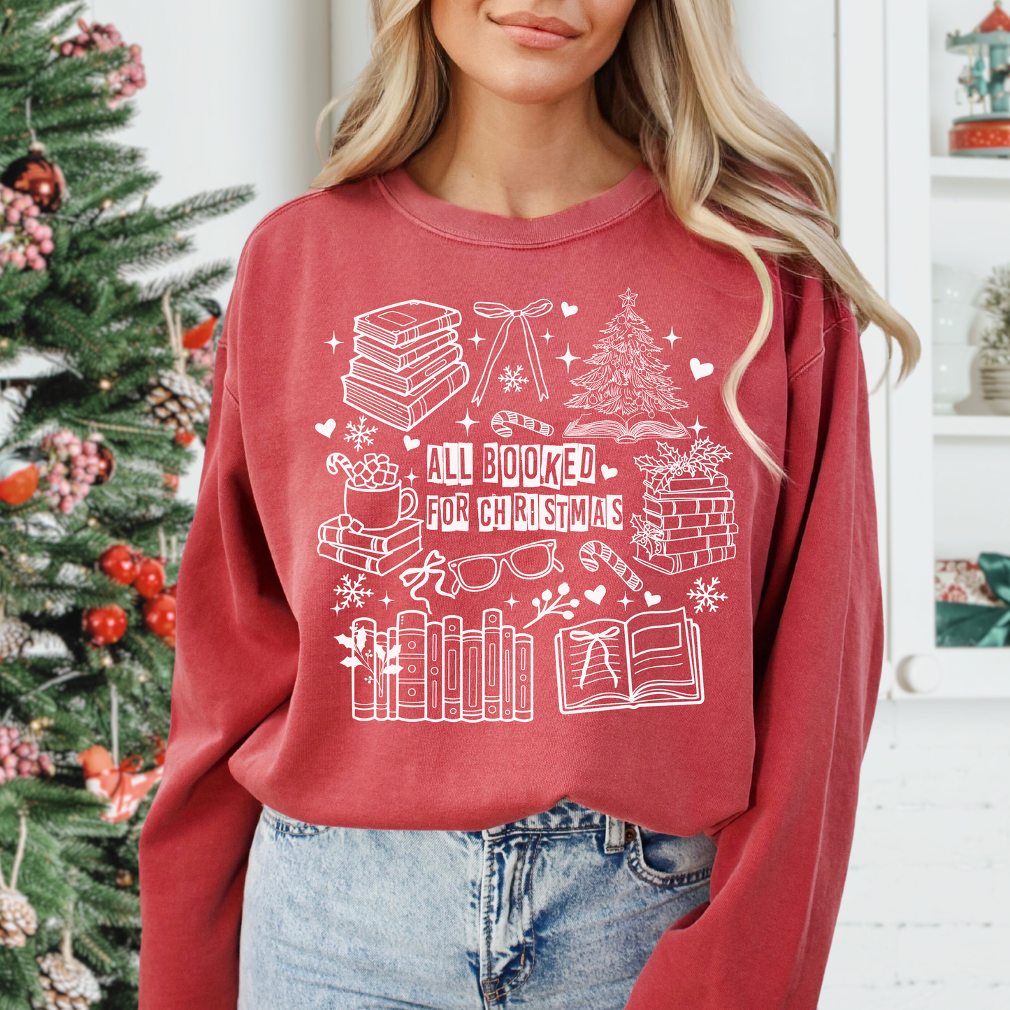All Booked For Christmas Comfort Colors Sweatshirt