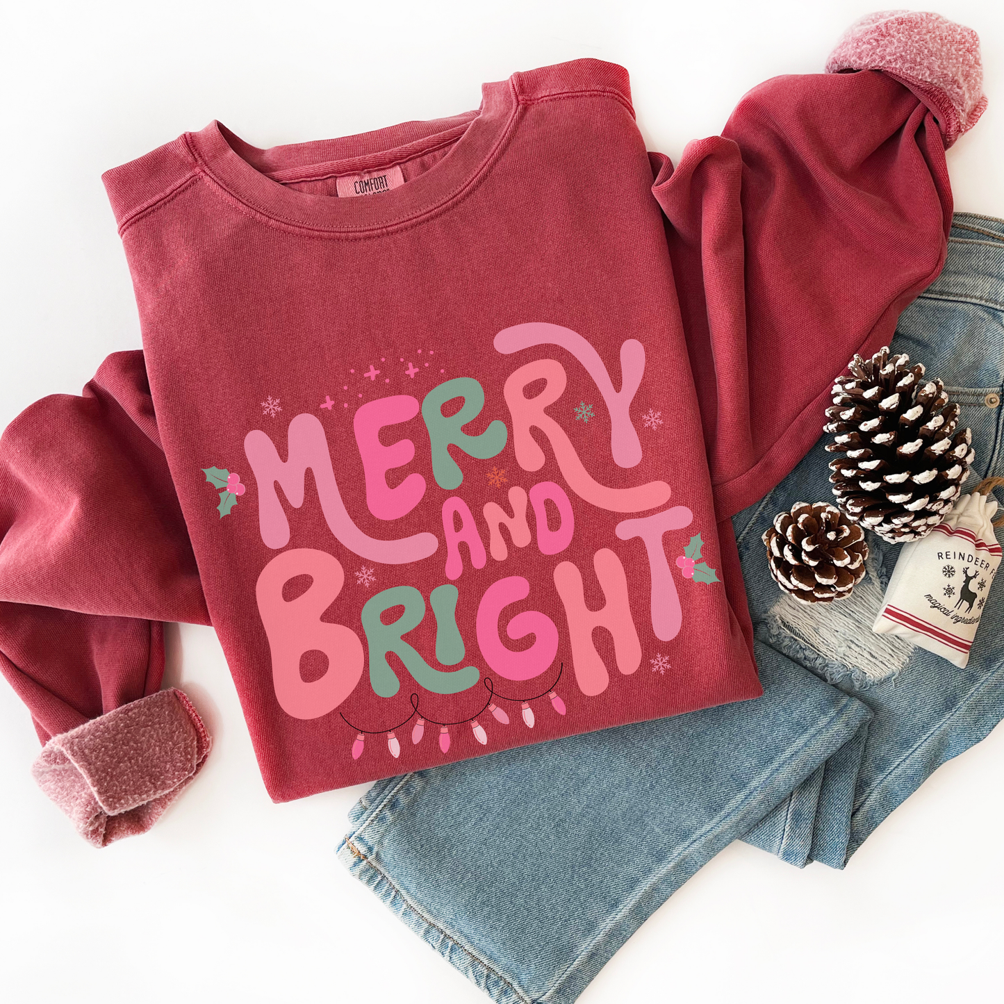 Merry and Bright Comfort Colors Sweatshirt
