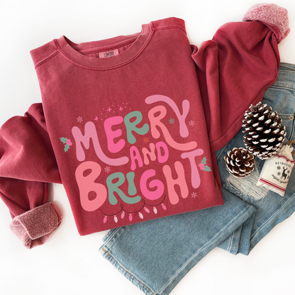Merry and Bright Comfort Colors Sweatshirt