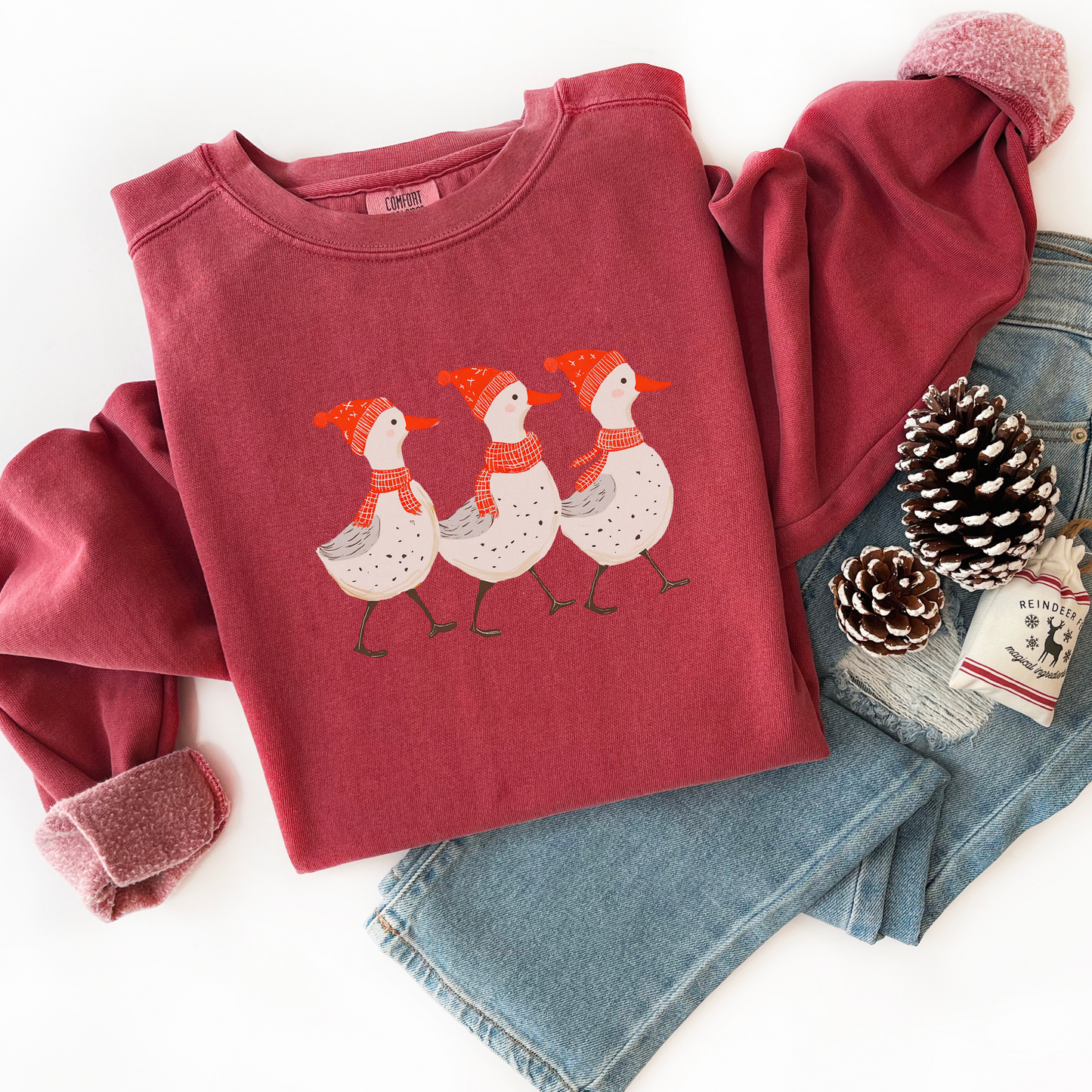 Christmas Geese Comfort Colors Sweatshirt