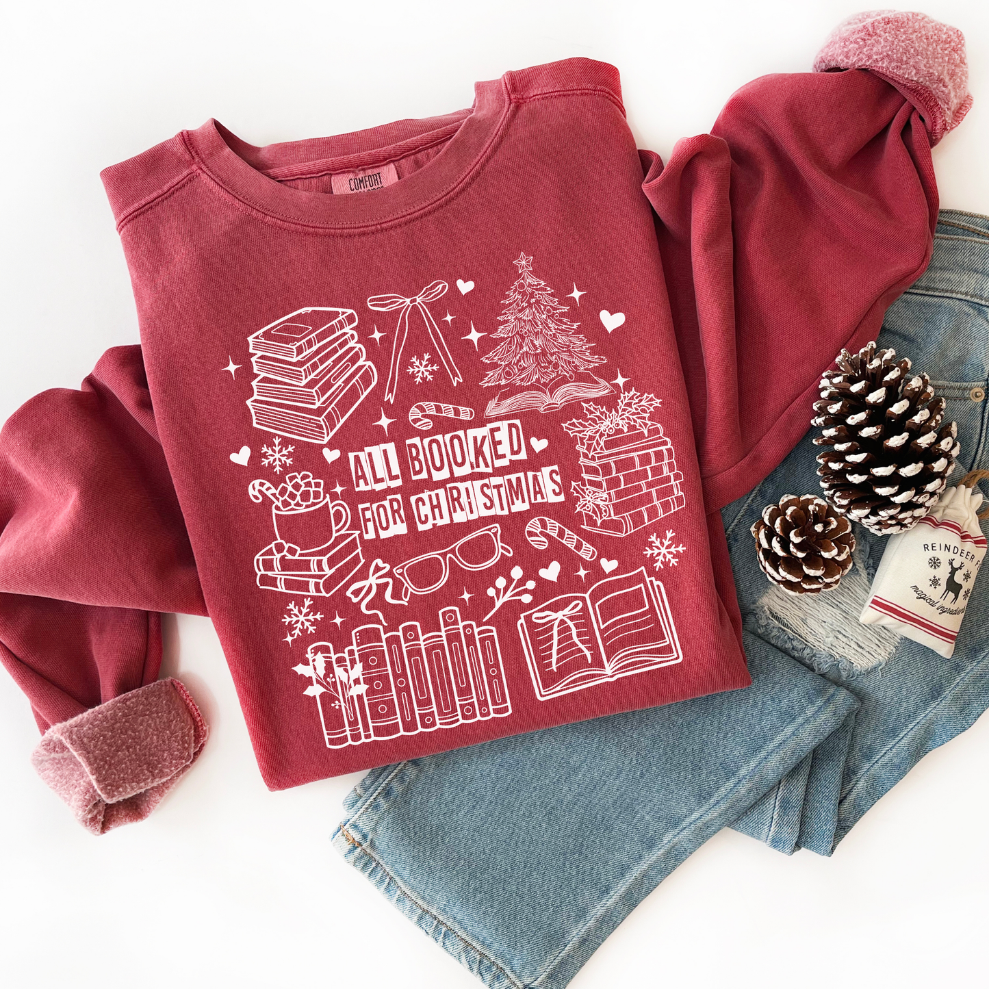All Booked For Christmas Comfort Colors Sweatshirt