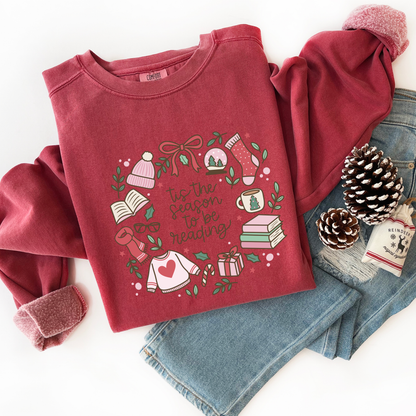 Tis The Season To Be Reading Comfort Colors Sweatshirt
