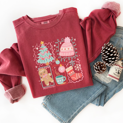 Pastel Christmas Comfort Colors Sweatshirt