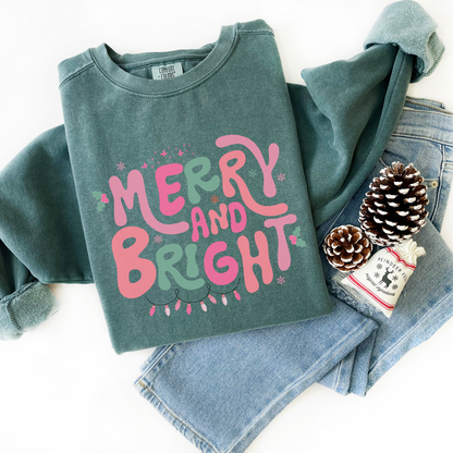 Merry and Bright Comfort Colors Sweatshirt