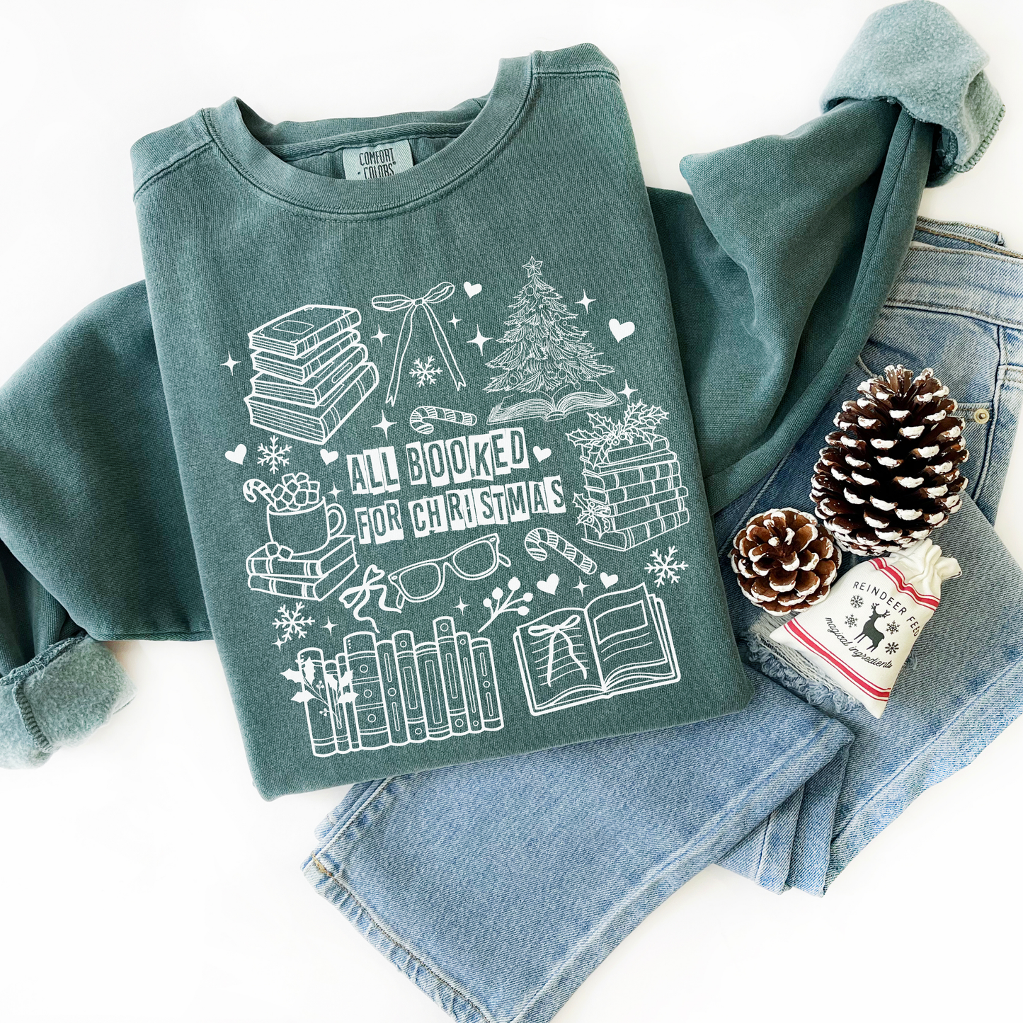 All Booked For Christmas Comfort Colors Sweatshirt