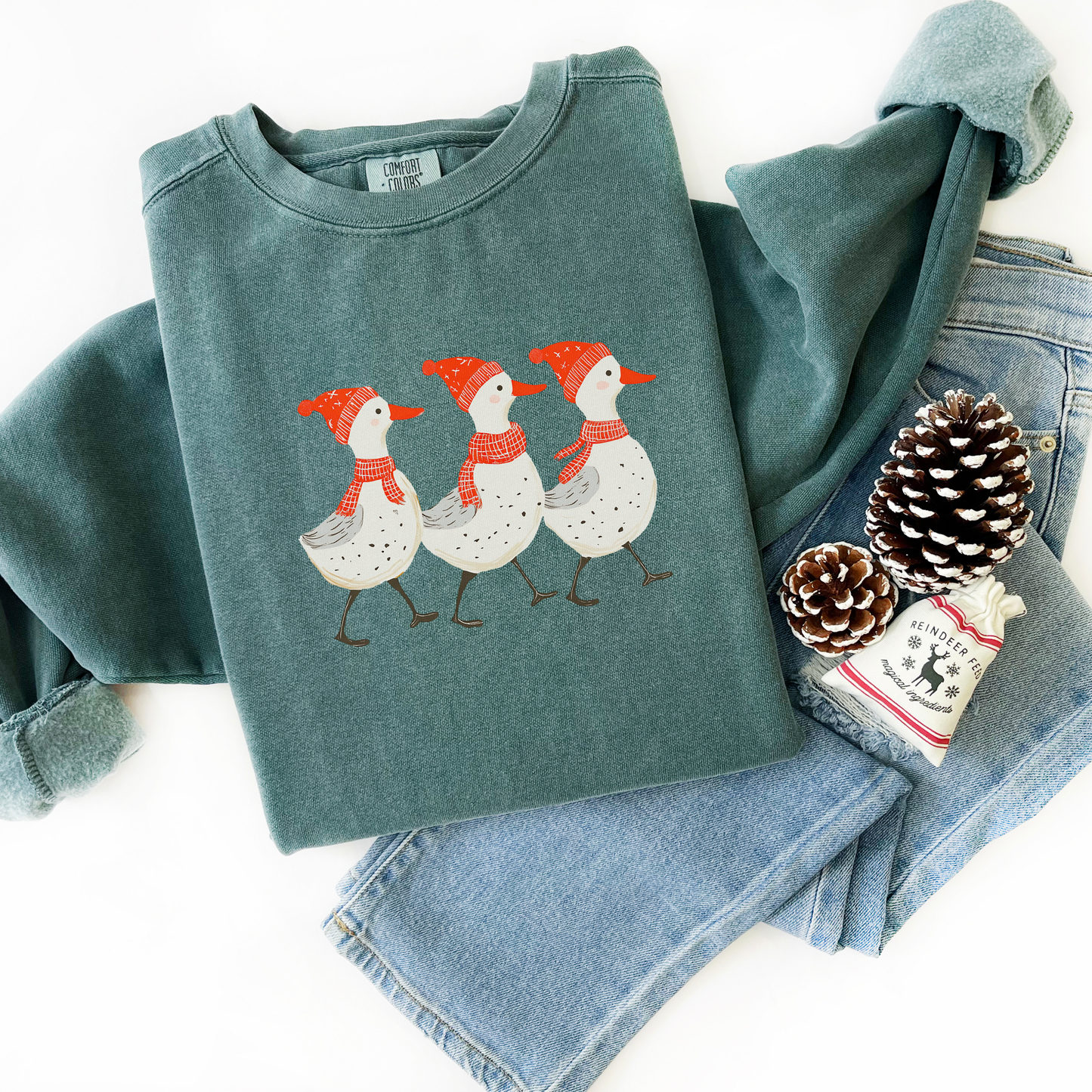 Christmas Geese Comfort Colors Sweatshirt