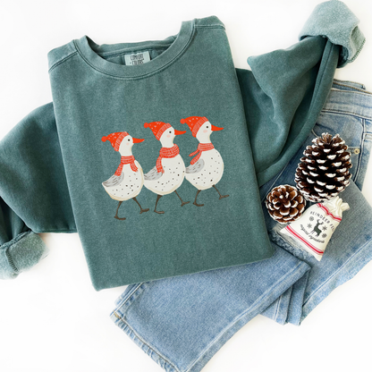 Christmas Geese Comfort Colors Sweatshirt