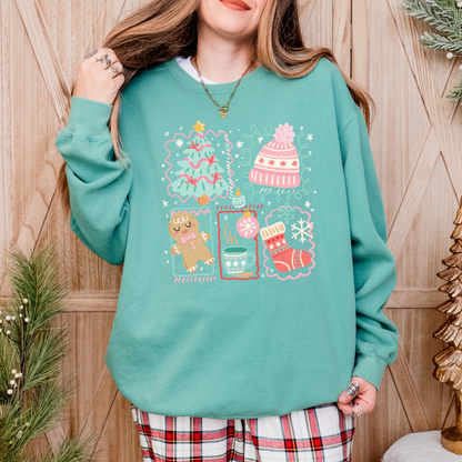 Pastel Christmas Comfort Colors Sweatshirt