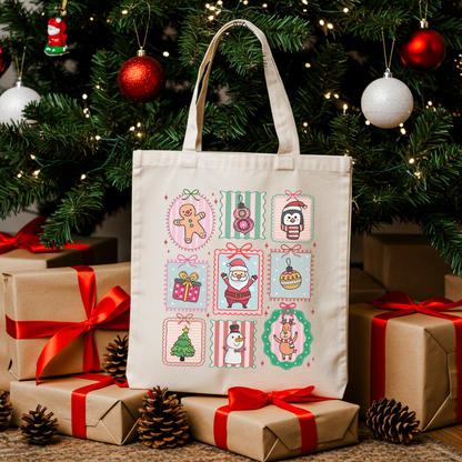 Christmas Doodle Stamps Tote Bag