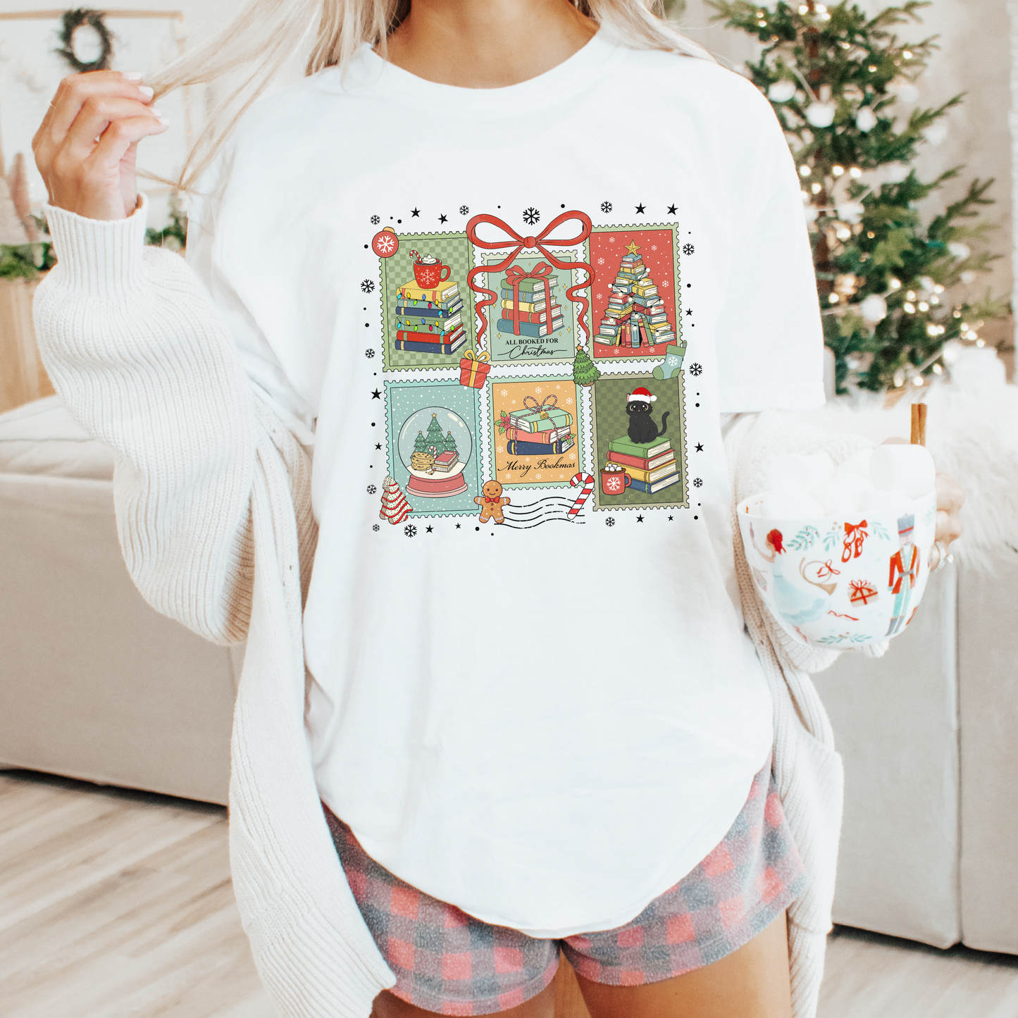 Bookish Christmas Stamps Comfort Colors T-Shirt
