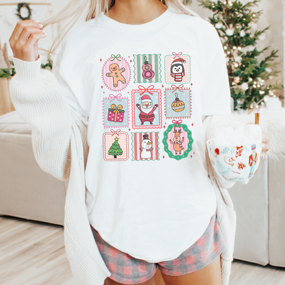 Christmas Doodle Stamps Comfort Colors T-Shirt