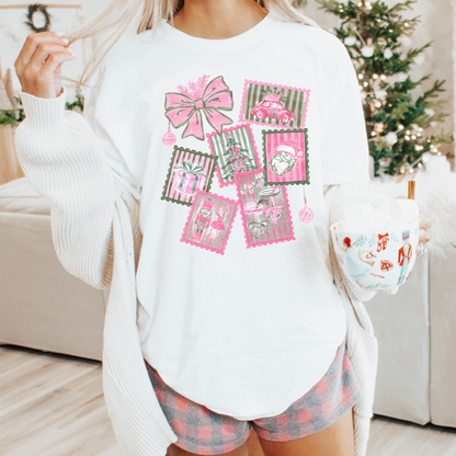 Pink Christmas Comfort Colors T-Shirt