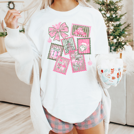 Pink Christmas Comfort Colors T-Shirt